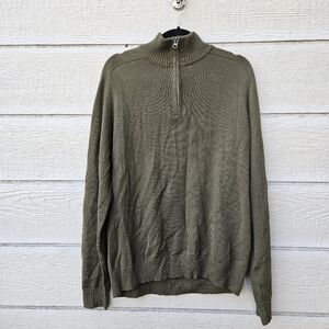 J. Crew dark olive merino wool quarter zip sweater XL